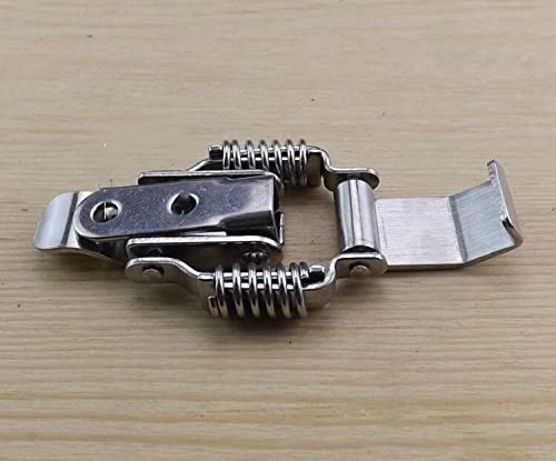NRC&XRC Stainless Steel Rustic Industrial Double Spring Locking Latch Hasp Chest Toggle Catch Clasp Furniture Hardware Accessories w/Screws (2, M) - size: Medium
