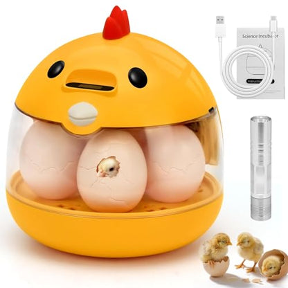 Automatic Egg Incubator for Hatching Eggs with LED Temperature Display, Humidity Control & Egg Turner, Clear Lid Incubator for Chicken, Quail & Bird Eggs (6 Egg Capacity)