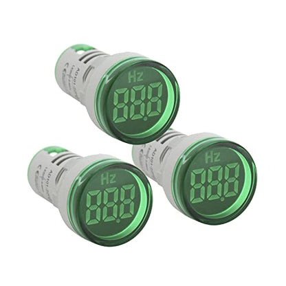 Round Frequency Meter LED Digital Display Hz Frequency Indicator Light with Measuring Range 0-99HZ, 22mm, Around 200ms/ time, Measuring Temperature -20 to 199C° - Green (3 Pack) - style: Green - Frequency