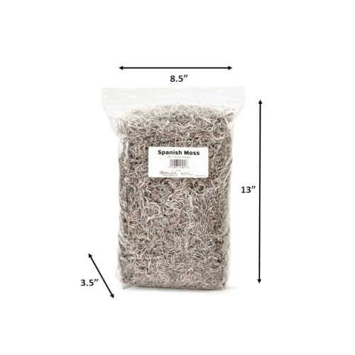 Mosser Lee Spanish Moss – Natural Decorative Moss for Houseplants, Soil Cover, Crafts, Terrariums & Floral Arrangements - 400 Cubic Inches (Approx 9oz) - size: 400 Cubic Inches