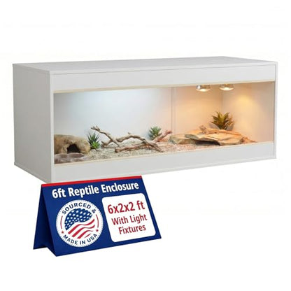 180 Gallon Reptile Enclosure 72" x 24" x 24" Bearded Dragon Tank with Sliding Acrylic Doors, Large Terrarium for Leopard Geckos, Snakes, Lizards & Tortoises - Glacier White - color: Glacier White