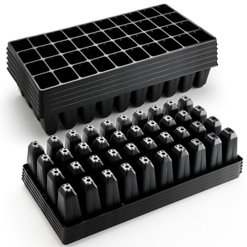 RooTrimmer 10 Pack 40 Cell Seed Starter Trays - Extra Deep 3.9" Plastic Nursery Trays, 20" x 10"，Fits Standard 1020 Flats, for Planting Seedlings, Propagation, Seed Germination and 1020 Flats Inserts - color: Black, size: 40 Cells-10P