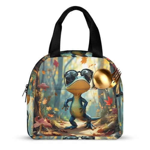 Funny Lizard Lunch Bag for Women Men | Insulated Lunch Box Leakproof Food Meal Containers Reusable Foldable 6L Capacity Lunch Tote Bags for Work Picnic Travel - color: Style 2