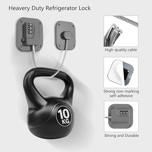 Refrigerator Lock, Heavy Duty Fridge Lock, Combination Lock for Refrigerator Cabinets, Drawers, Safety, Easy Install No Keys Needed (Grey-1Pack) - color: Grey-1Pack