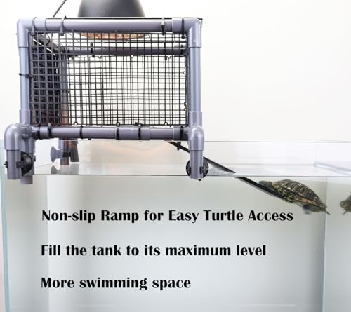 Above-Tank Turtle Basking Platform – Large Loft with Non-Slip Ramp & Drying Area for Aquatic Turtles, Sturdy Tank Topper Fits 20/25/29/55 Gal - size: Large (fits 12‑13 inch wide turtle tanks)