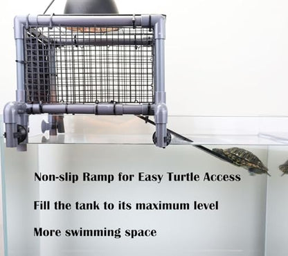 Above-Tank Turtle Basking Platform – Large Loft with Non-Slip Ramp & Drying Area for Aquatic Turtles, Sturdy Tank Topper Fits 20/25/29/55 Gal - size: Large (fits 12‑13 inch wide turtle tanks)