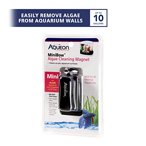 Aqueon Aquarium Algae Scraper, Fish Tank Cleaning Magnet, Mini | Magnetic aquarium glass cleaner for acrylic, curved pad cleans flat and curved surfaces - size: Mini