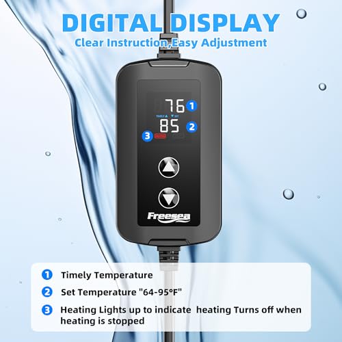 FREESEA Adjustable Aquarium Heater 40-75Gal: 300W 64-95°F Precise Control | Holds Temperature Steady Within 1° F for TropicalFish Community Tanks - External Digital Controller & Dry Run Protection - size: 300W(40-75gallon)