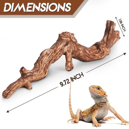 Lifelike Resin Climbing Root Branch Decor for Reptile Terrarium, Reptile Vivarium Habitat Decoration for Bearded Dragons, Geckos, Lizards, Snakes, 9.7 Inch - style: Root