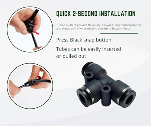 10pk Brass Misting Nozzles Tee 8 inch 360 Degree Adjustable Copper Sprayer, Compatible with1/4 trubing Hose Watering Plant Drip Irrigation Pneumatic Fittings Connection for Watering Garden(10pk) - color: 10pk-360 Misting Nozzles