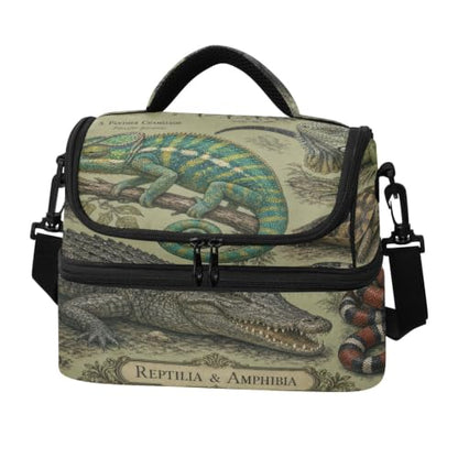 Emelivor Snake Turtle Insulated Lunch Bag Container Tote for School | 8L Double Deck,Large Lunch Box with Shoulder Strap,Thermal Meal Prep Cooler,Suitable for School Work Picnic Office Travel