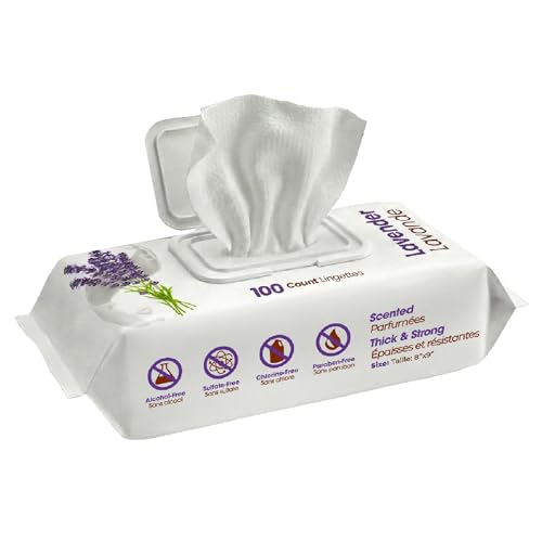 Best Pet Supplies Cleaning Dog Wipes - Calming Lavender, 100 Count | Scented, Large 8x9", Vitamin E, Puppy & Cat Safe, Gentle Grooming, Resealable Pouch Prevents Drying - color: Calming Lavender, size: 100 Count