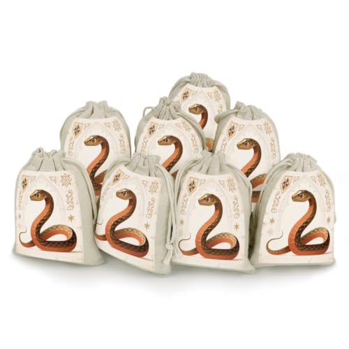 NLLZZ 8 Pack Snake Linen Burlap Bag with Drawstring for Party | 5x7 Inch Small Natural Jewelry Pouch, Reusable Produce Sachet Bag for Tea Herb Coffee, Gift Wrap for Wedding Christmas