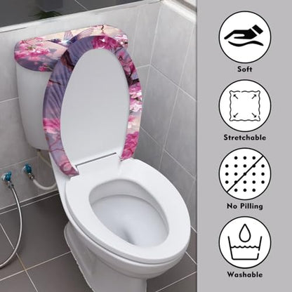 Pink Toilet Seat Covers Set - Christmas Theme - Stain Resistant & Durable - color: Hummingbird Flower, size: One Size