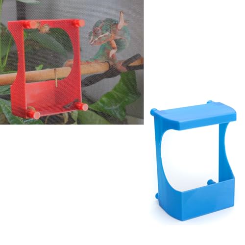 Magnetic Chameleon Feeder Dish - Strong Neodymium Magnet Reptile Food Cup Compatible with Glass Terrariums for Easy Feeding and Cleaning (Blue) - color: Blue