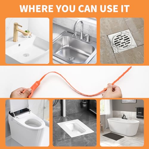 Drain Snake Drain Clog Remover Tool 4 Pack 20 Inch Flexible Hair Removal for Sink Shower Tub and Toilet with Grip Handle Easy Use Kitchen Bathroom Pipe Cleaner- AsonTao - color: Drain clog remover 4Pcs