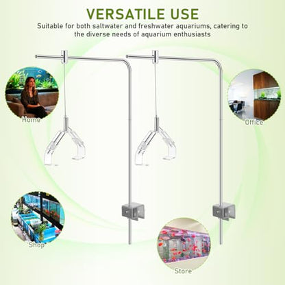 Kisangel 2pcs Aquarium Light Riser, Adjustable Height Aquarium Light Holder Stand Hanging Kit, Aluminum Alloy Support Bracket for Fish Tank Lamp