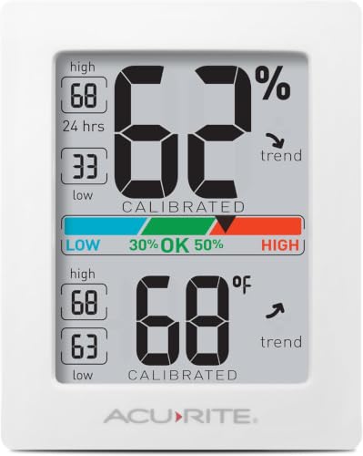 AcuRite Humidity Meter Hygrometer and Indoor Digital Thermometer with Temperature Gauge and Humidity Gauge,Room Thermometer Comfort Scale,3 x 2.5 Inches,White (01083M),(Pack of 12) - size: 3 x 2.5 Inches (Pack of 12)