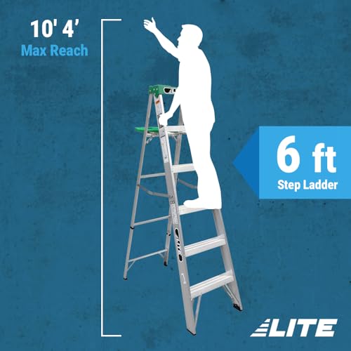 LITE 6-Foot Aluminium Step Ladder with Tool Tray, 225-Pound Load Capacity, Type II, LP-2211-06