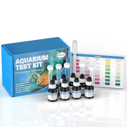 Pawfly 5 in 1 Aquarium Water Master Test Kit, Fish Tank Water Testing Kit | Aquarium Water Test Kit for pH Nitrite Nitrate Ammonia & Phosphate, Aquarium Test Kit for Freshwater & Saltwater Fish Tanks - color: Blue Standard Kit Pack