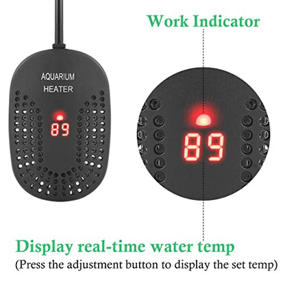 HITOP 100W Mini Adjustable Aquarium Heater: Digital Fish Tank Heater with Protective Cover and Controller for 5-30Gallon