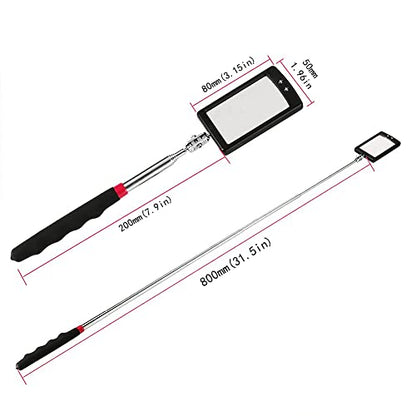 Telescoping Inspection Mirror Mechanics Mirror with 2 LED Lighted, Mirror on a Stick Handle Tool for Checking Observing Vehicle Small Parts,Present for Christmas, Birthday Everyday Carry (2 PCS) - style: 2 PCS