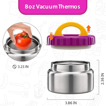 MAISON HUIS 8oz Soup Thermo Wide Mouth Vacuum Insulated Thermo Jar, Leak Proof Stainless Steel Food Container for Hot&Cold Food Kids Lunch Soup for School Travel (Purple) - color: Purple