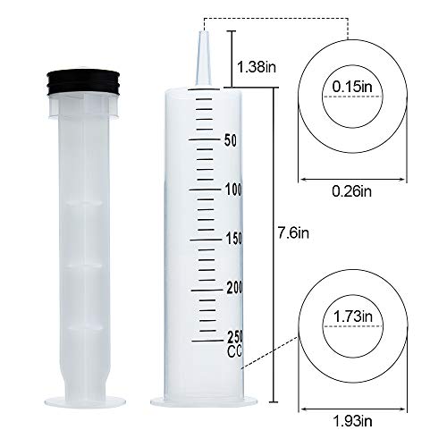 3 Pack 250ml Syringes, Extra Large Plastic Syringe for Glue Dispensing, Scientific Labs, Watering, Refilling, Multiple Uses - style: 250ml