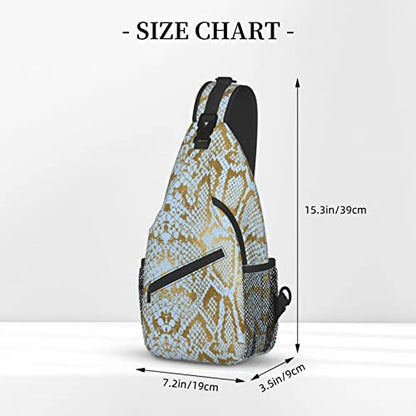Snake Skin Sling Bag Animal Crossbody Chest Daypack Casual Backpack Women Shoulder Bag For Travel Picnic - color: Snake 02