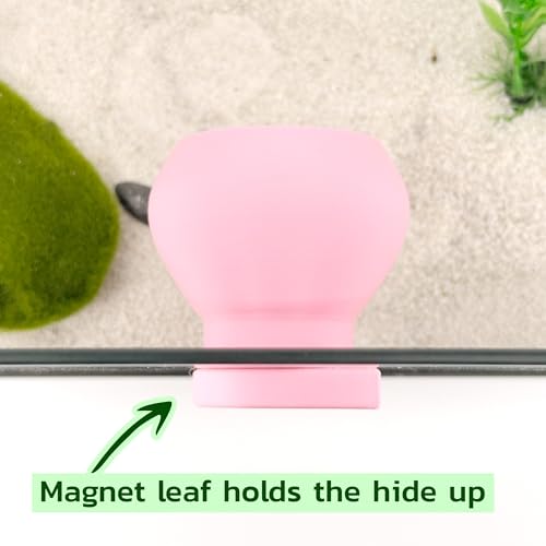 Magnetic Leaf Pod Hide, Glass-Mounted Shelter for Frogs & Reptiles (Black, Single)
