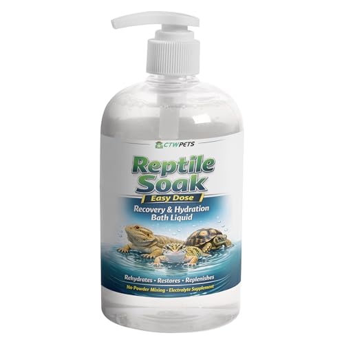 CTWPets Reptile Electrolyte Soak, Bearded Dragon Bath with Vitamins, 16 oz | Vitamin and electrolyte bath concentrate for leopard geckos, tortoises and snakes; 16 oz value size for frequent use - size: 16 Fl Oz (Pack of 1)