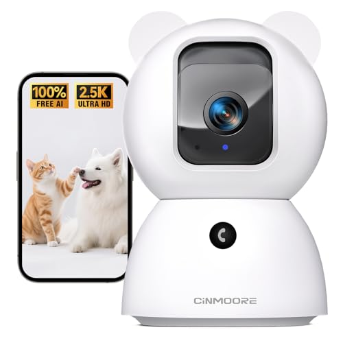 2.5K Pet Camera Indoor with Phone App, Dog/Cat Camera, 4MP Indoor Camera for Home Security, Baby Monitor with Free AI Person/Pet/Cry Detection, Pan Tilt 2.4GHz WiFi, Full Duplex 2-Way Audio - style: 2.5K Cam 1pack
