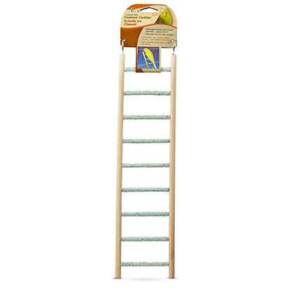 Penn-Plax Bird-Life Trimmer Plus Cement & Wood 9 Step Ladder – Cement Made from Crushed Sea Shells – Great for Small Birds (BA243)