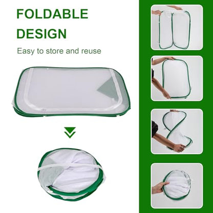Butterfly Habitat Cage 24" x 24" x 36", Large Caterpillar Mesh Enclosure with Poop Tray for Easy Clean, Outdoor Monarch Butterfly & Insect Pop-up Net Cages Terrarium with Sunshade Top. - size: 24" x 24" x 36"