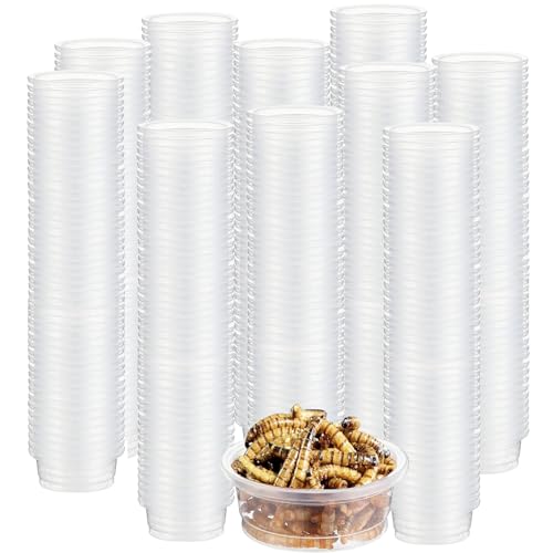 ZIYIZE 500 Pcs Feeding Cups Samll 0.5 oz Gecko Food and Water Feeding Dish Ledge Accessories Bowls for Crested Gecko Lizards Reptiles Pets