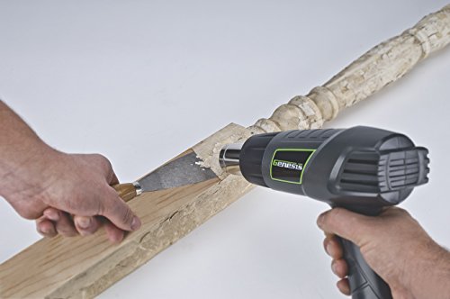 Genesis GHG1500A Dual Temperature Heat Gun Kit With Fast Heat High And Low Settings 572F/1000F, Air Reduction Nozzle, Reflector Nozzle, And Two Deflector Nozzles with 2 Year Warranty | 572F or 1000F, For Shrink Tubing, For Crafting, For Vinyl Wrap, 4 Acce