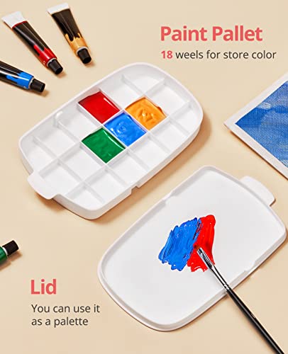 GAMENOTE Paint Brush Cleaner, Paint Brush Holder and Palette, Blue | All-in-one painting station washes and rests brushes, mixes colors, and stores paint in 18 wells with a portable handle. - color: Blue