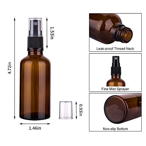 2oz Amber Glass Spray Bottles for Essential Oils, Set of 3 | Small, Travel, Mini, Empty, Fine Mist, for Facial, Cosmetic, Perfume, Hair Care, Room, Refillable, Leakproof, UV protection - color: Black Amber