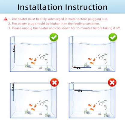 HiTauing Aquarium Heater 25W/50W/100W/200W/300W, Adjustable Knob Fish Tank Heater with Digital Thermometer, Submersible Betta/Turtle Tank Heater for Freshwater and Saltwater Tanks - size: 300W for 50-70 gallon