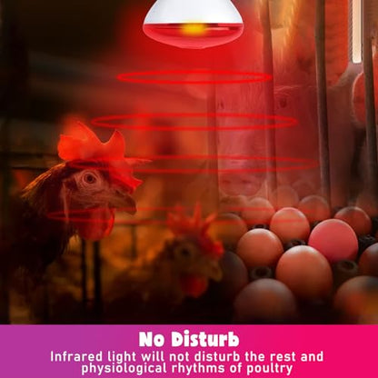 LUCKY HERP Infrared Heat Lamp for Chickens, 250 Watt Red Heat Lamp Bulb, 2 Pack Heat Light Bulb, Brooder Heat Lamp for Chicks Coop, Reptiles, Amphibian, Pet, Food Service