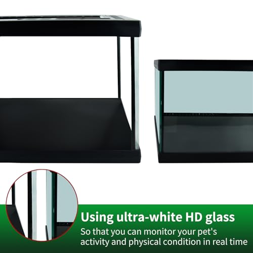 Reptile Glass Terrarium Tank 12"*8"*6",Small Cage Full View with Top Screen Ventilation Habitat Enclosure for Tarantula,Frog,Gecko,Insects,Spiders,Snakes,Hermit Crab,Turtle,Fish - size: 12*8*6inch