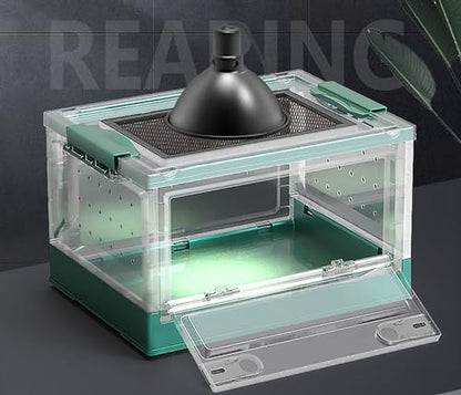Large Portable Reptile Tank with Multi-Observation Perspective Foldable and Bottom Pulley, Ideal Habitat for Gecko, Frog, Spider and so on (Blue) - color: Blue