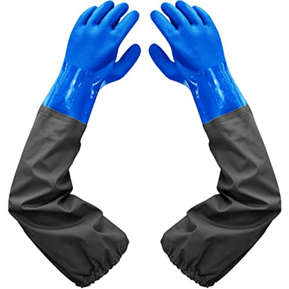 Haiou 25" Long Rubber Gloves for Waterproof Pond Gloves for Cleaning -Large | Elbow Length Gloves Gardening Gloves Heavy Duty Waterproof Fishing Gloves for Women and Men