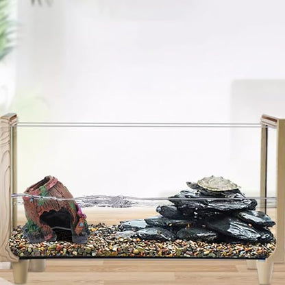 Resin Lizard Hideout and Reptile Hide Cave Decorative Habitat Shelter for Terrarium, Slant Barrel Design Reptile Tank Decor for Lizards, Turtles, and Amphibians