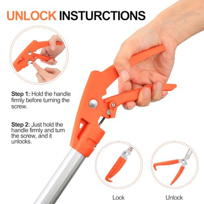 Snake Grabber Tool, 60” Professional Aluminum Alloy Telescopic Rattle Snake Tongs, Reptile Grabber Snake Catcher Wide Jaw Handling Tool with Lock - size: 60 inch