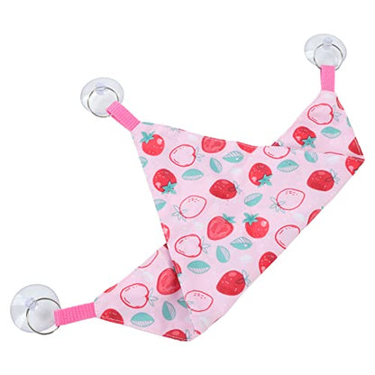 Zerodis Reptile Hanging Bed, Bearded Dragon Strawberry Hammock Hanging Lounger with Adhesive Suction Cup for Climbing Guinea Pig Hamster Lizard 2pcs - size: Pink strawberry size S