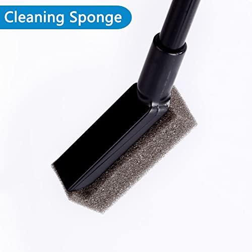 Aquarium Fish Tank Cleaning Tool Set, 4-in-1 Multi-Function Aquarium Cleaning Kit Fishing Net + Gravel Rake + Plant Fork + Sponge Brush with Long Handle for Aquarium