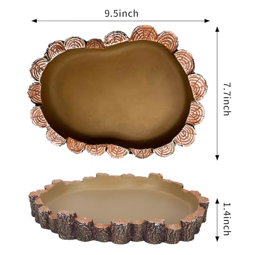 X-Large Bearded Dragon Water Dish Food Bowl, Reptile Food Dish, 9.5"x7.7"x1.4"