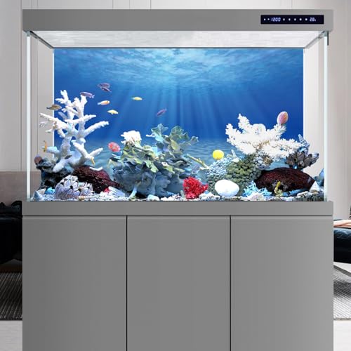 AWERT Undersea Aquarium Backdrop Sunshine Fish Tank Background 36x18 inches | AWERT Ocean Floor Underwater World Vinyl Background - size: 36 x 18 inches
