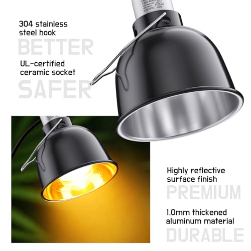 Reptile Light Fixture – 5.5'' Dome Lamp with Ceramic Socket, Reptile Heat Lamp Fixture for Heat Emitter & Basking Bulbs, for Bearded Dragon, Snake, Chameleon, Turtle & Terrarium Tank Accessories - style: 5.5'' Dome